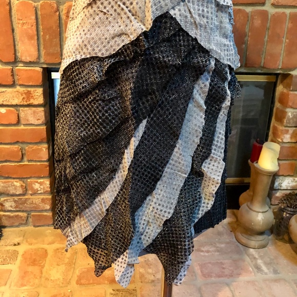 Vintage Black Gray Spaghetti Strap Ruffle Layered Cocktail Holiday Party… - Picture 7 of 8